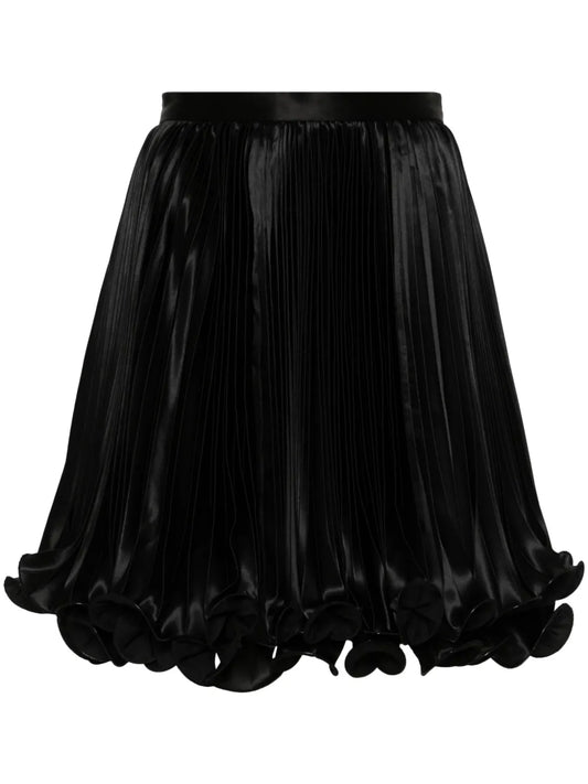 Pleated Satin Mini Skirt