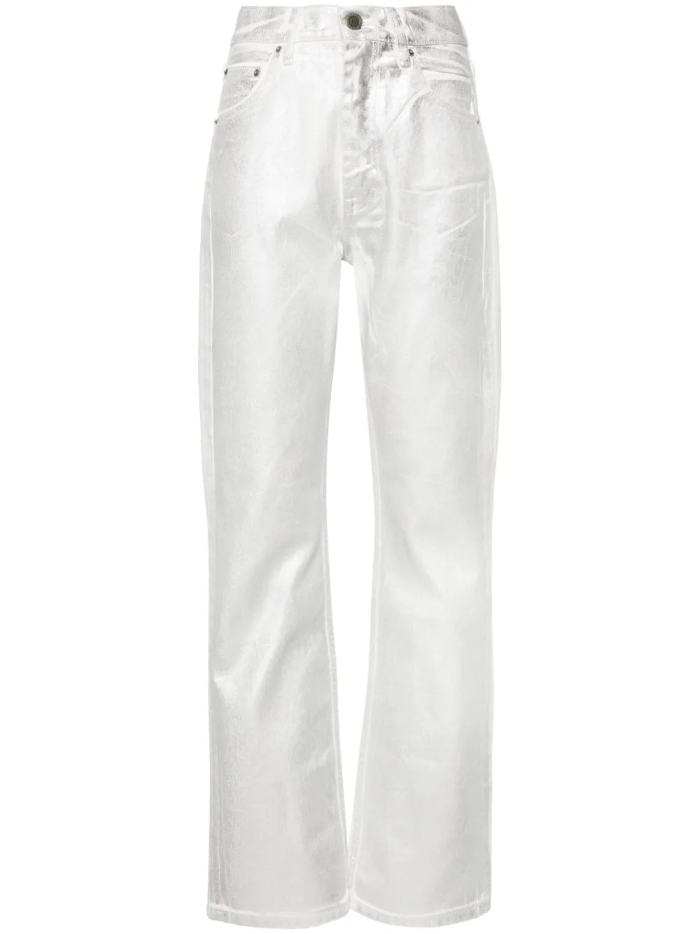 Metallic Straight-Leg Jeans