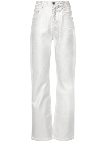Metallic Straight-Leg Jeans