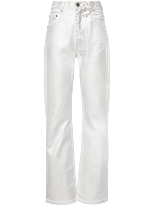 Metallic Straight-Leg Jeans