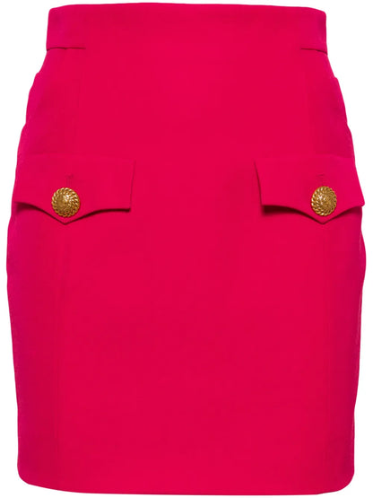 Button-Embellished Virgin-Wool Miniskirt