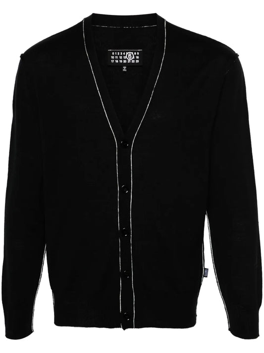 Exposed-Seam Knit Cardigan