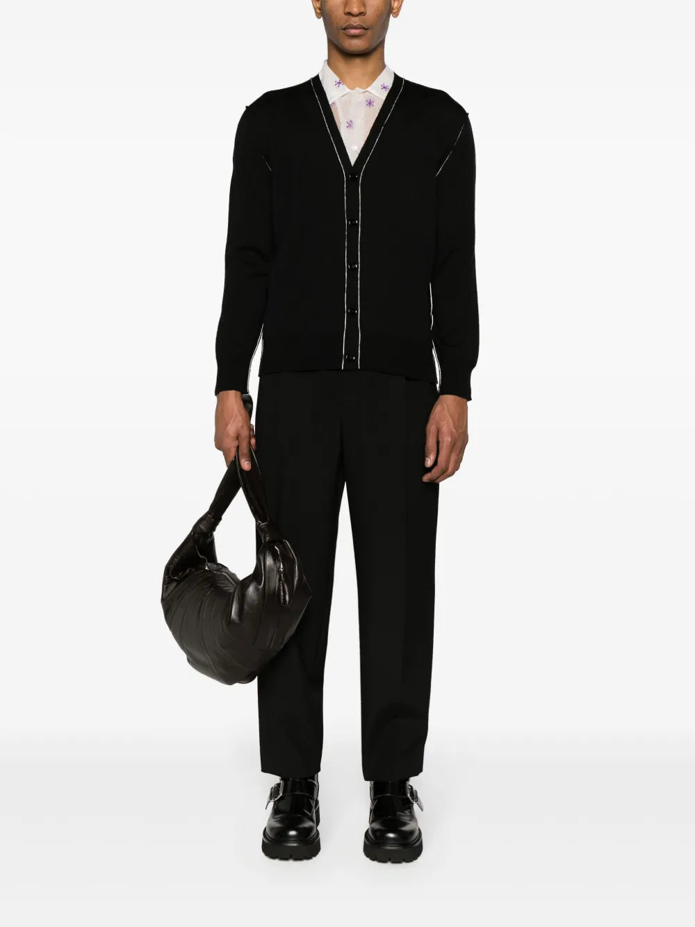 Exposed-Seam Knit Cardigan