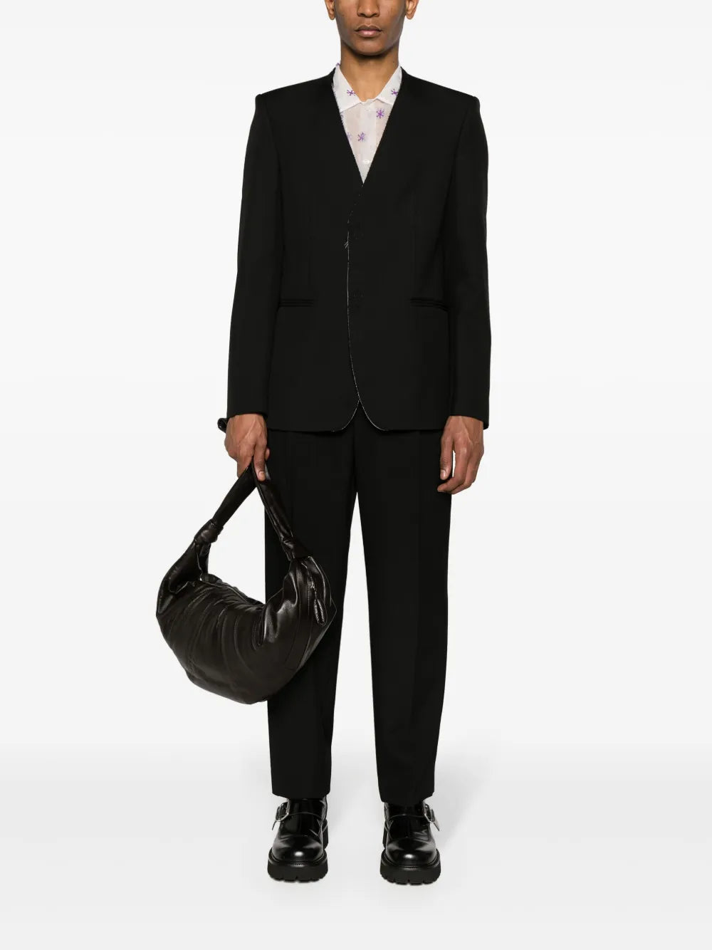 Collarless Single-Breast Blazer