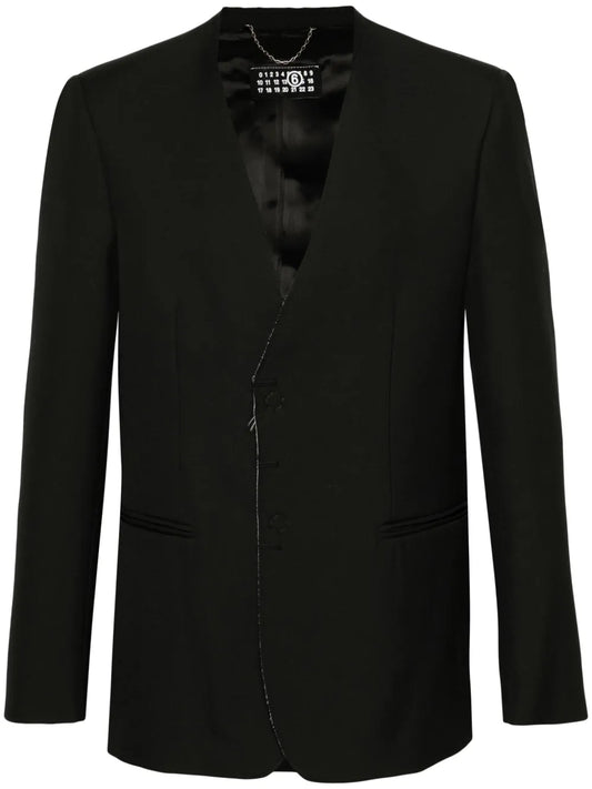 Collarless Single-Breast Blazer