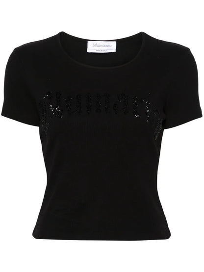 Rhinestoned Ribbed T-Shirt