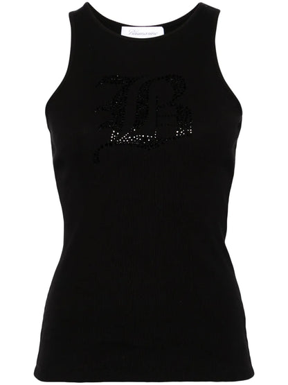 Rhinestoned Ribbed-Knit Tank Top