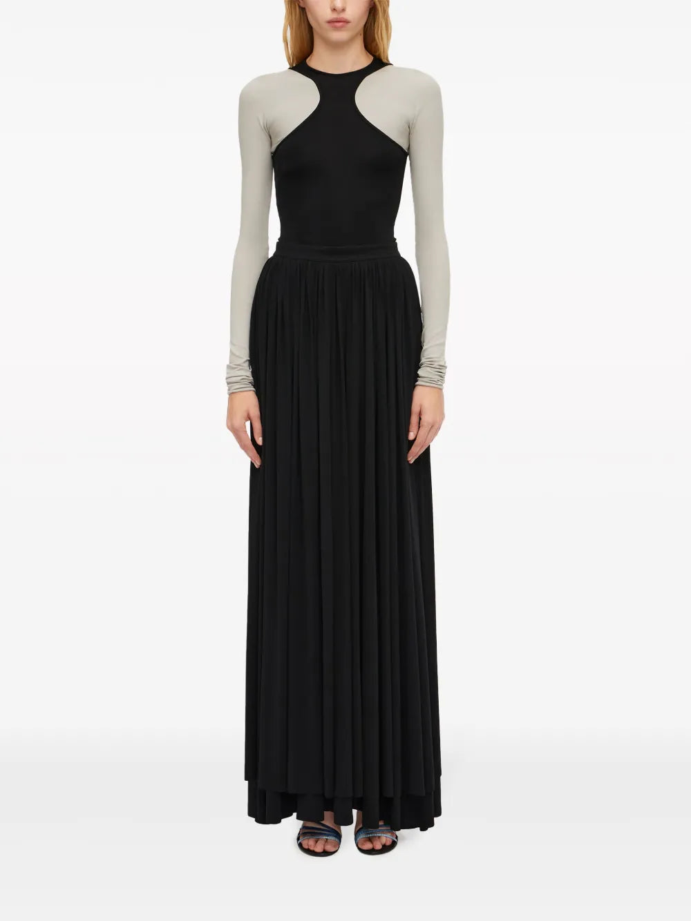High-Waisted Gathered Maxi Skirt