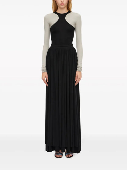 High-Waisted Gathered Maxi Skirt