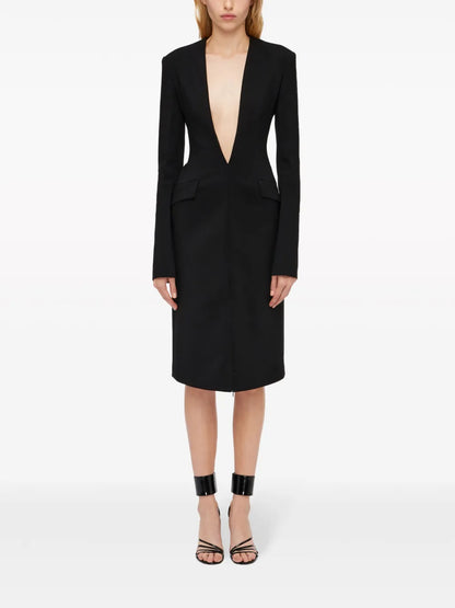 V-Neck Wool Dress