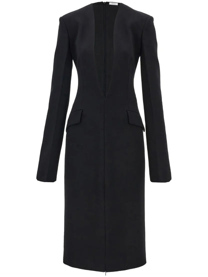 V-Neck Wool Dress
