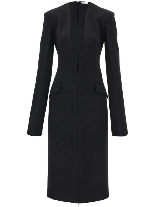 V-Neck Wool Dress