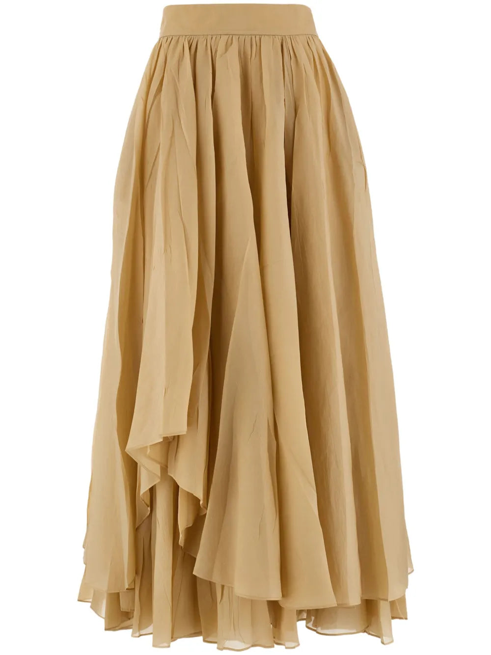 Layered High-Waisted Midi Skirt