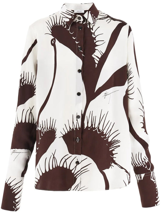 Venus-Print Silk Shirt