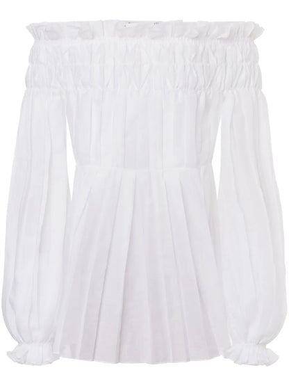 Pleated Off-Shoulder Blouse