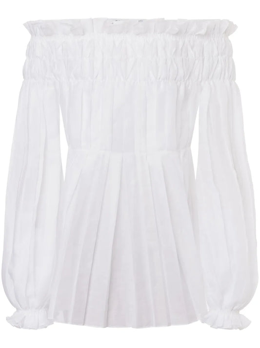 Pleated Off-Shoulder Blouse