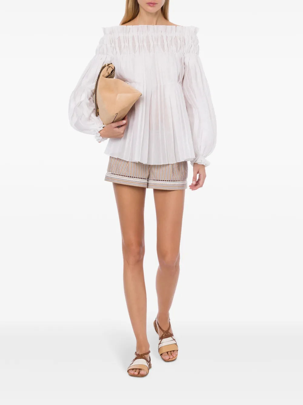 Pleated Off-Shoulder Blouse