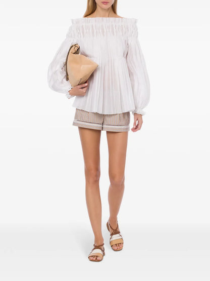 Pleated Off-Shoulder Blouse