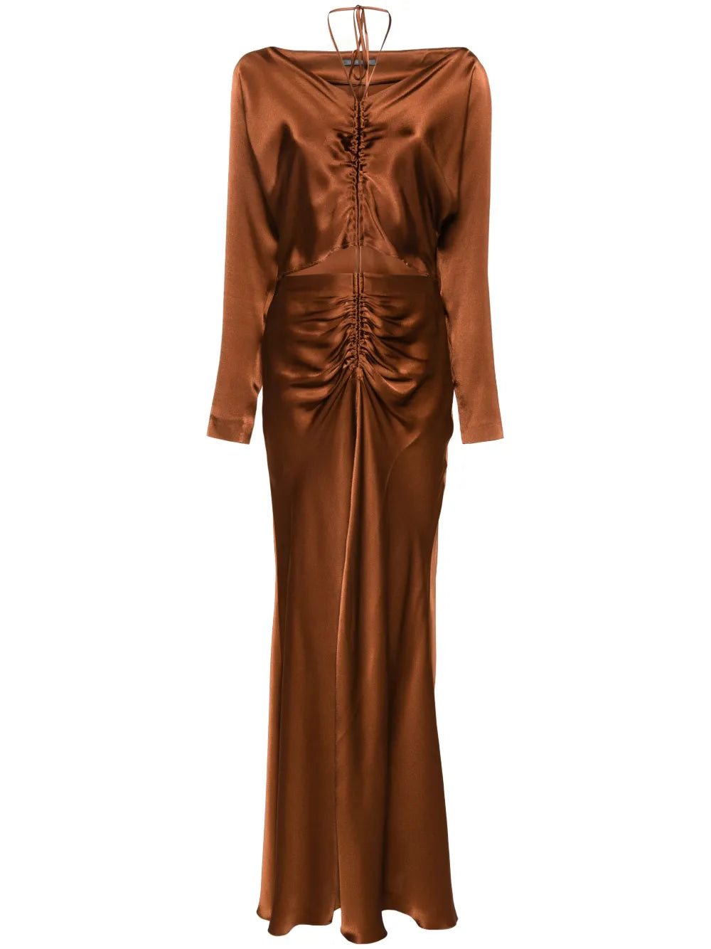 Cut-Out Satin Midi Dress
