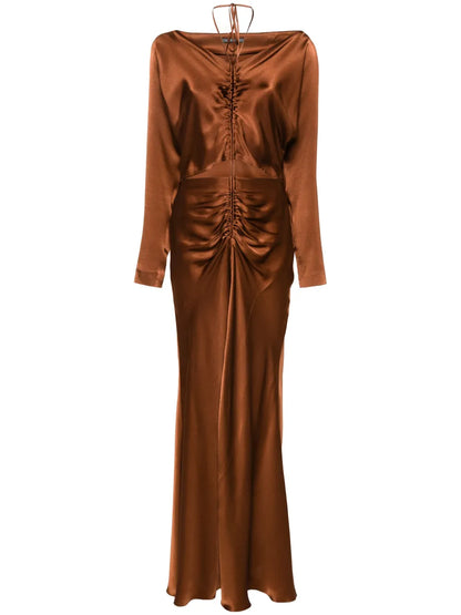 Cut-Out Satin Midi Dress