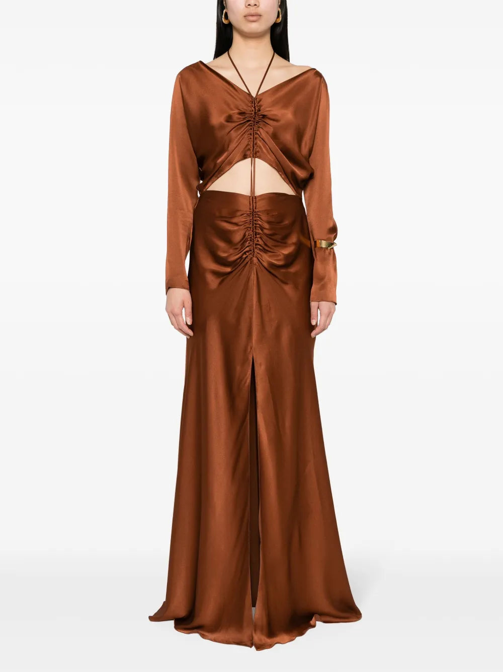 Cut-Out Satin Midi Dress