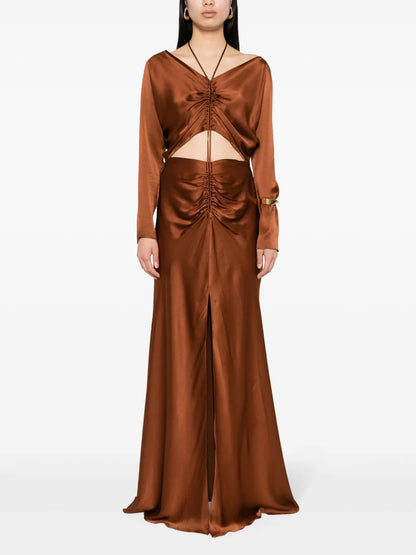 Cut-Out Satin Midi Dress