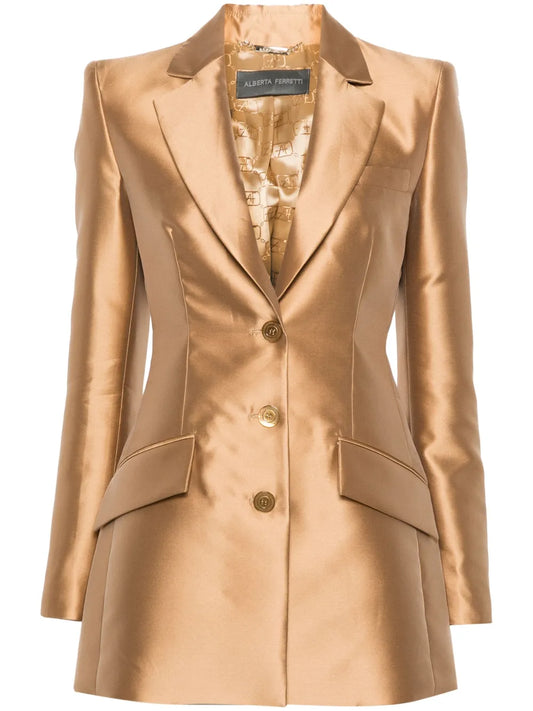Single-Breasted Duchess-Satin Blazer