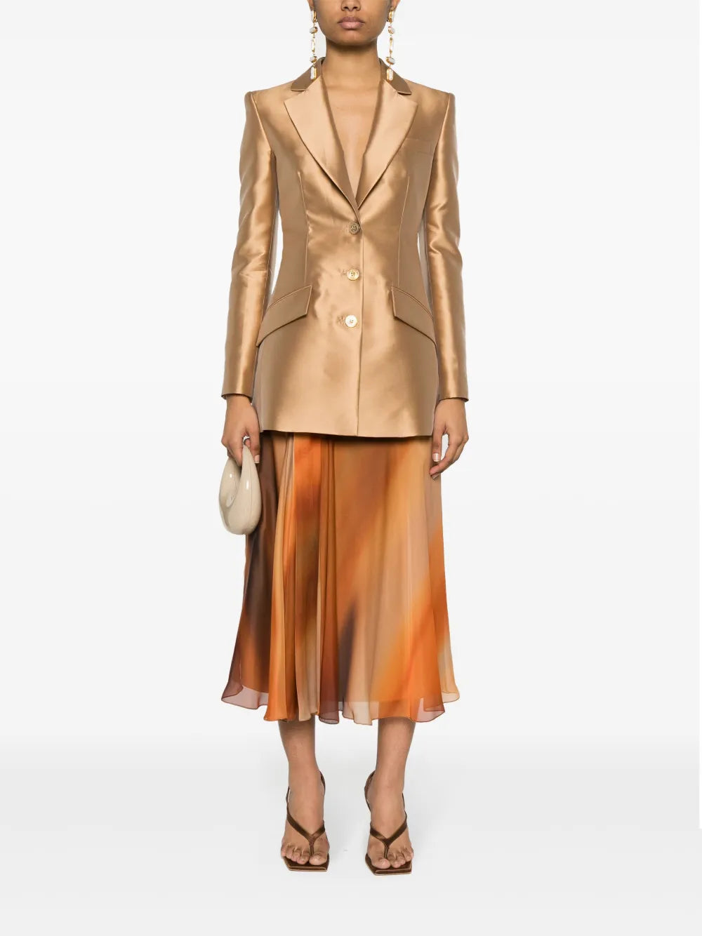 Single-Breasted Duchess-Satin Blazer
