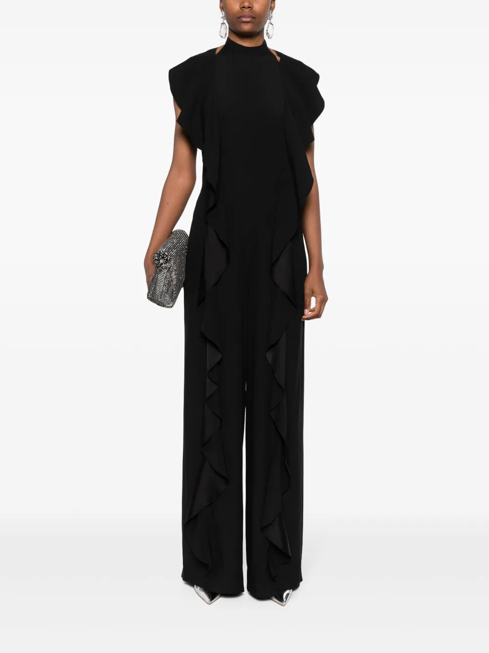 Ruffle-Detail Crepe Jumpsuit