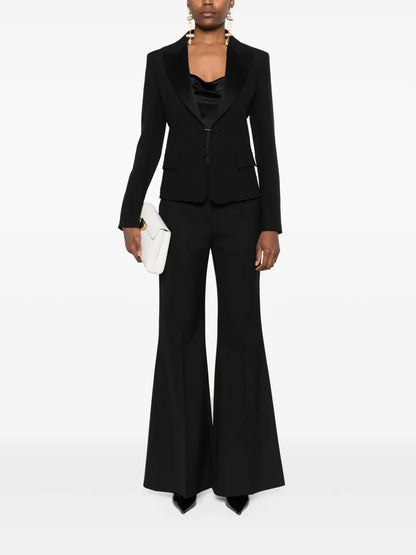 Wide-Peak-Lapels Crepe Blazer