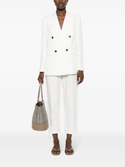 Peak-Lapels Double-Breasted Blazer