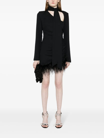 Avenue Feather-Trim Minidress