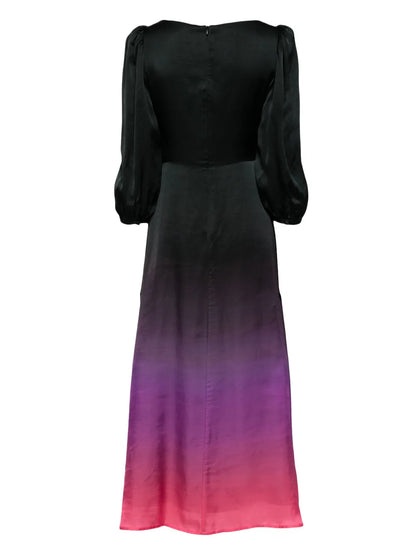 Gradient-Effect Satin Maxi Dress