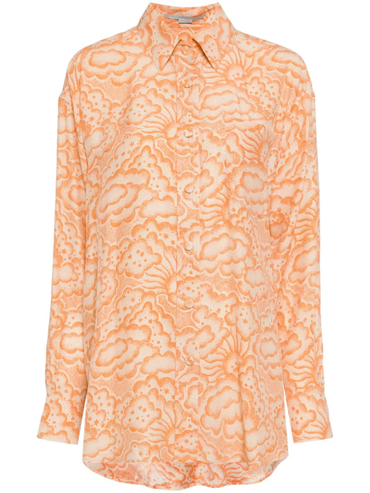 Cloud-Print Silk Shirt