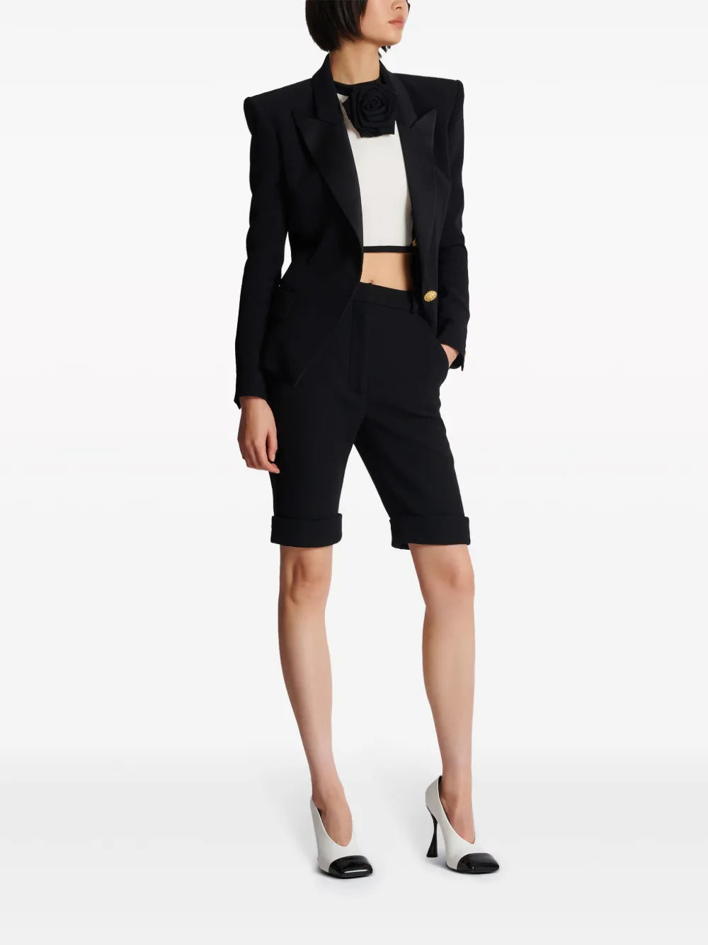 Rose-Appliqué Halterneck Top