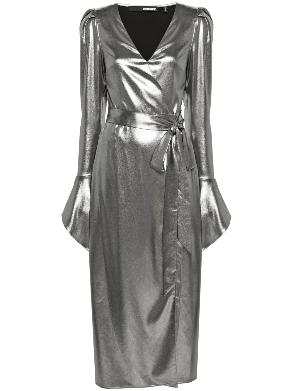 Lamé Wrap Midi Dress