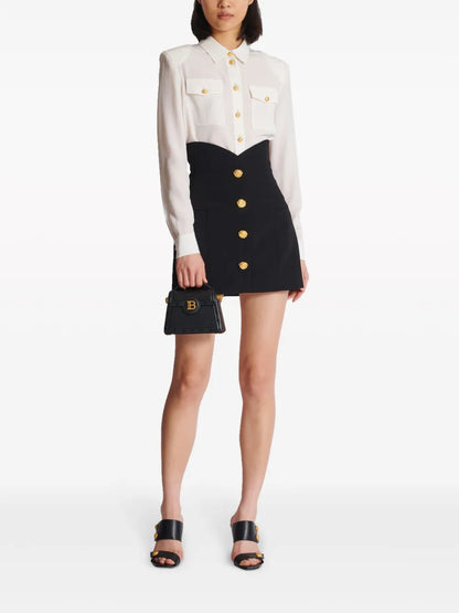 Buttoned Tulip Miniskirt