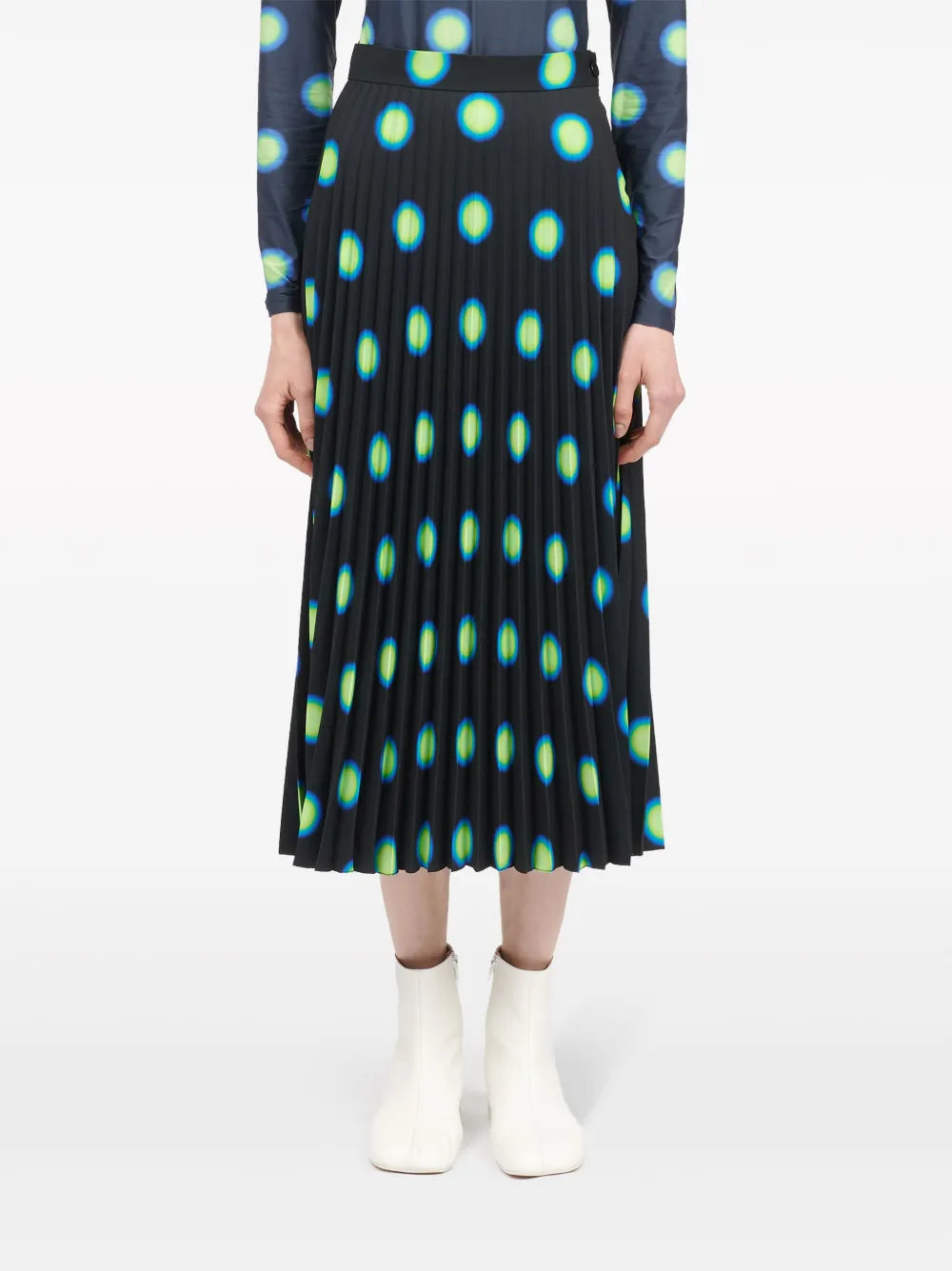 Graphic-Print Pleated Skirt