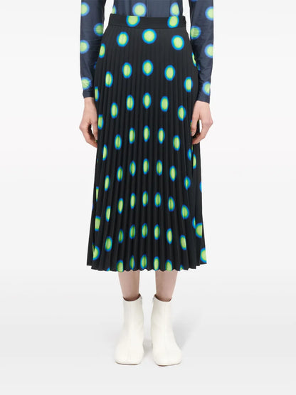 Graphic-Print Pleated Skirt
