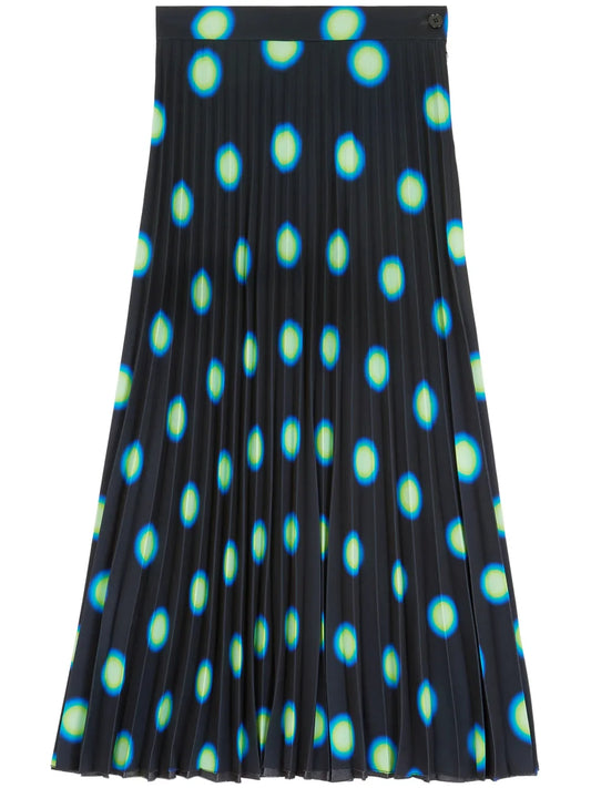 Graphic-Print Pleated Skirt