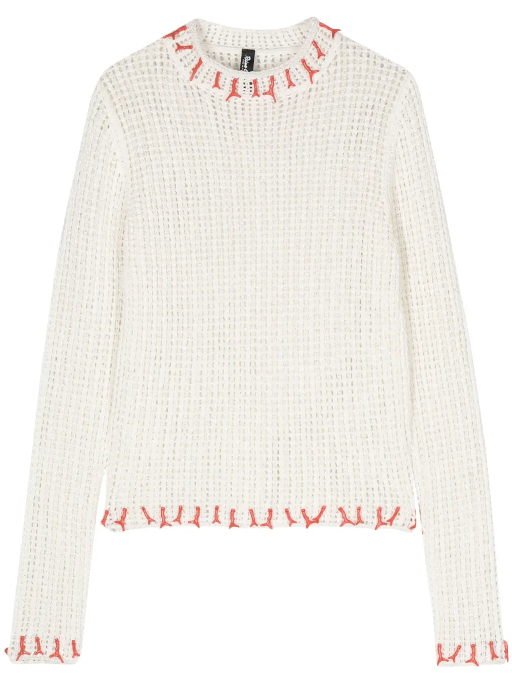 Contrasting-Charms Open-Knit Jumper