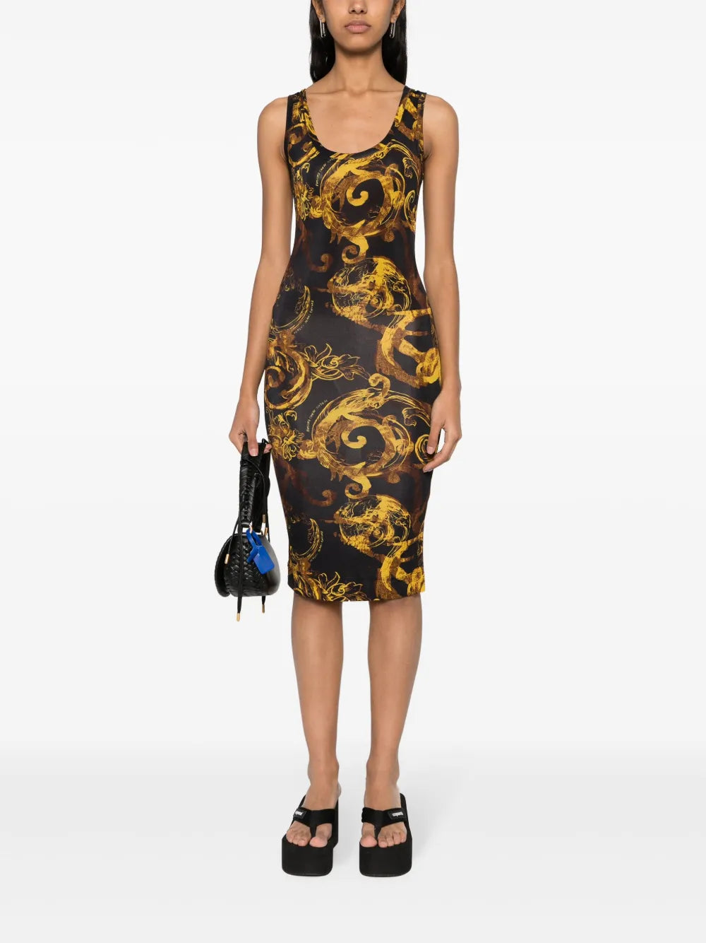 Watercolour Couture-Print Midi Dress