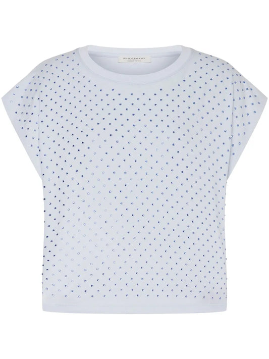 Rhinestone-Embellished Cotton T-Shirt