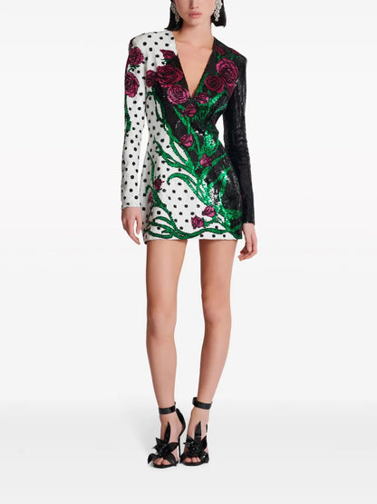 V-Neck Sequin Minidress