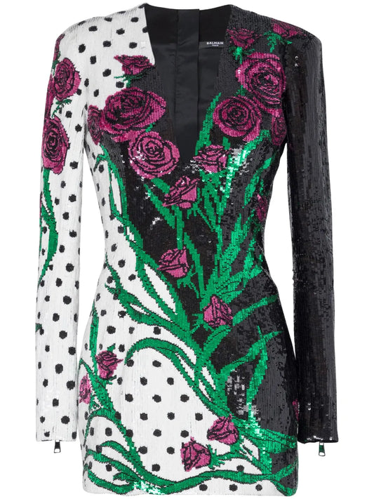 V-Neck Sequin Minidress