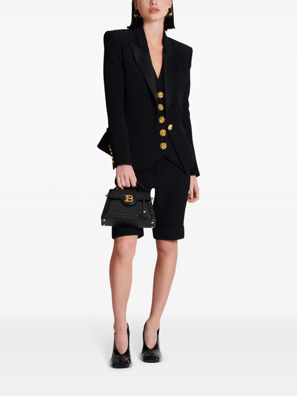 Satin-Lapel Single-Breasted Blazer