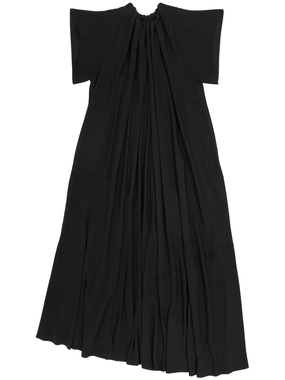 Gathered Short-Sleeve Maxi Dress