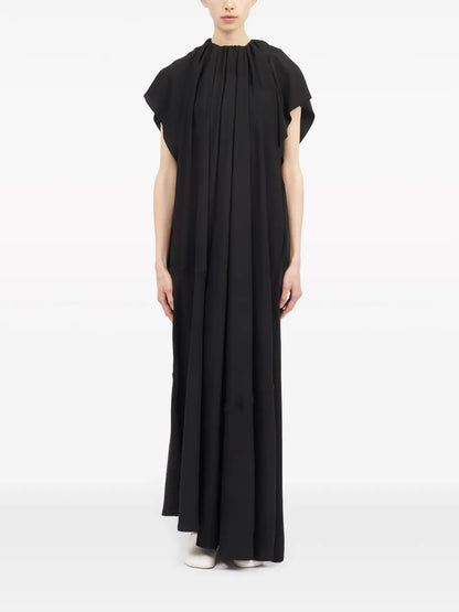 Gathered Short-Sleeve Maxi Dress