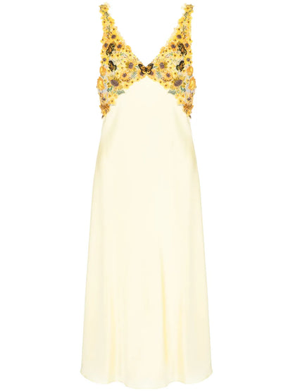 Beaded Stretch-Silk Slip Dress