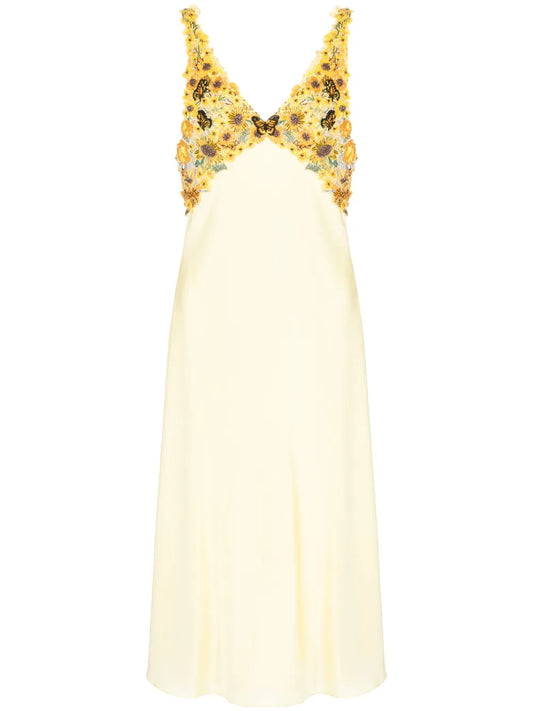 Beaded Stretch-Silk Slip Dress